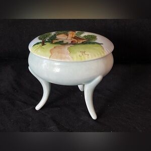 Antique hand painted ceramic trinket holder